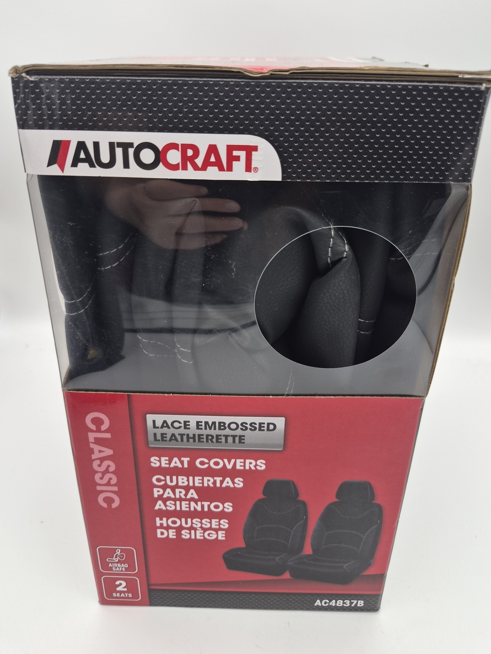Classic Lace Embossed Black Leatherette Seat Covers - 2 Seats - Picture 4 of 6